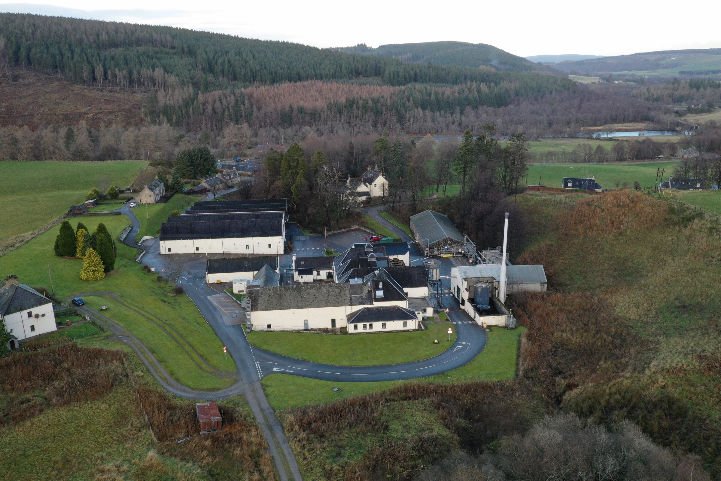 Cragganmore distillery from the air, Speyside Scotland, by The Single Cask