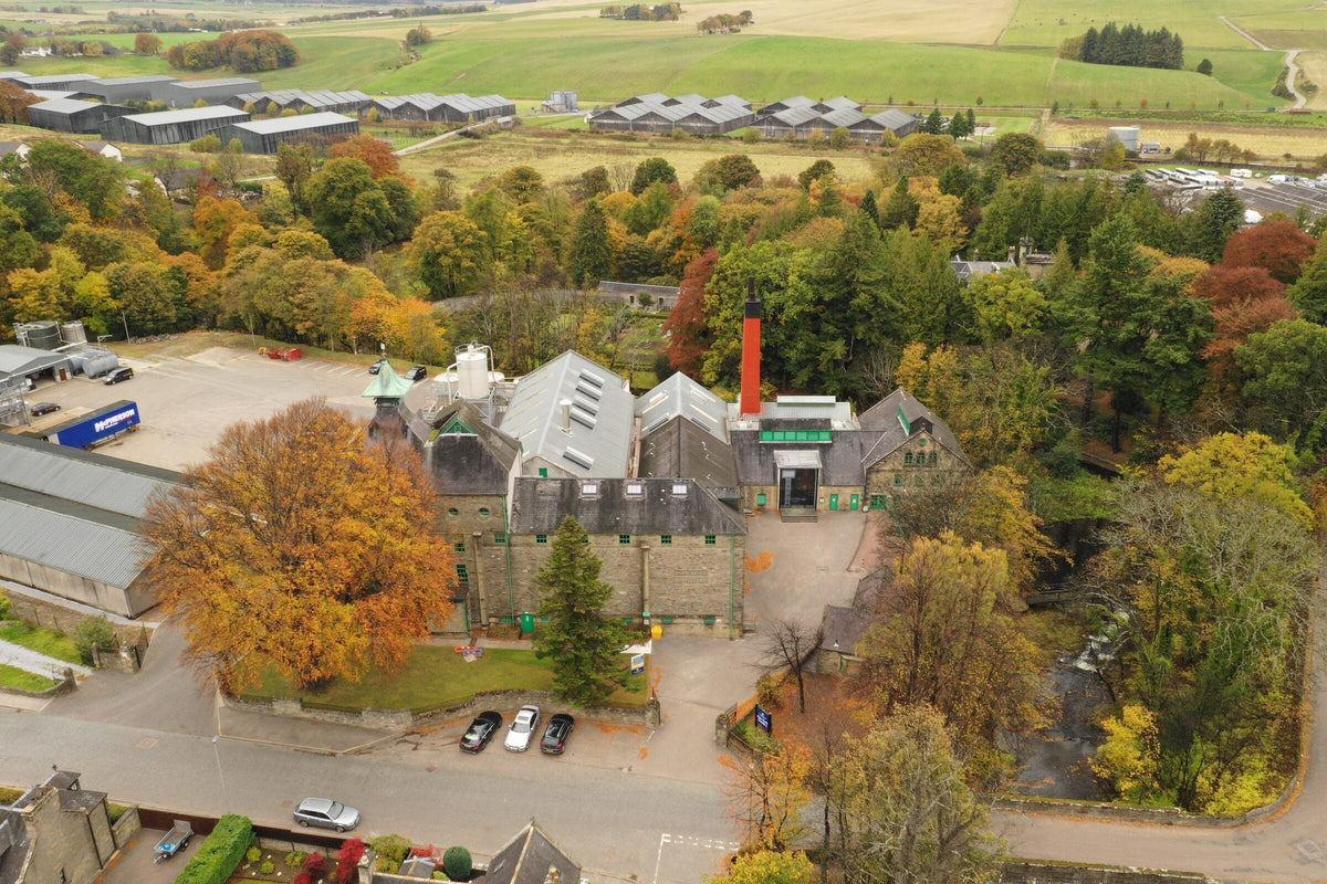 Glen Keith distillery from the air, Speyside Scotland, by The Single Cask