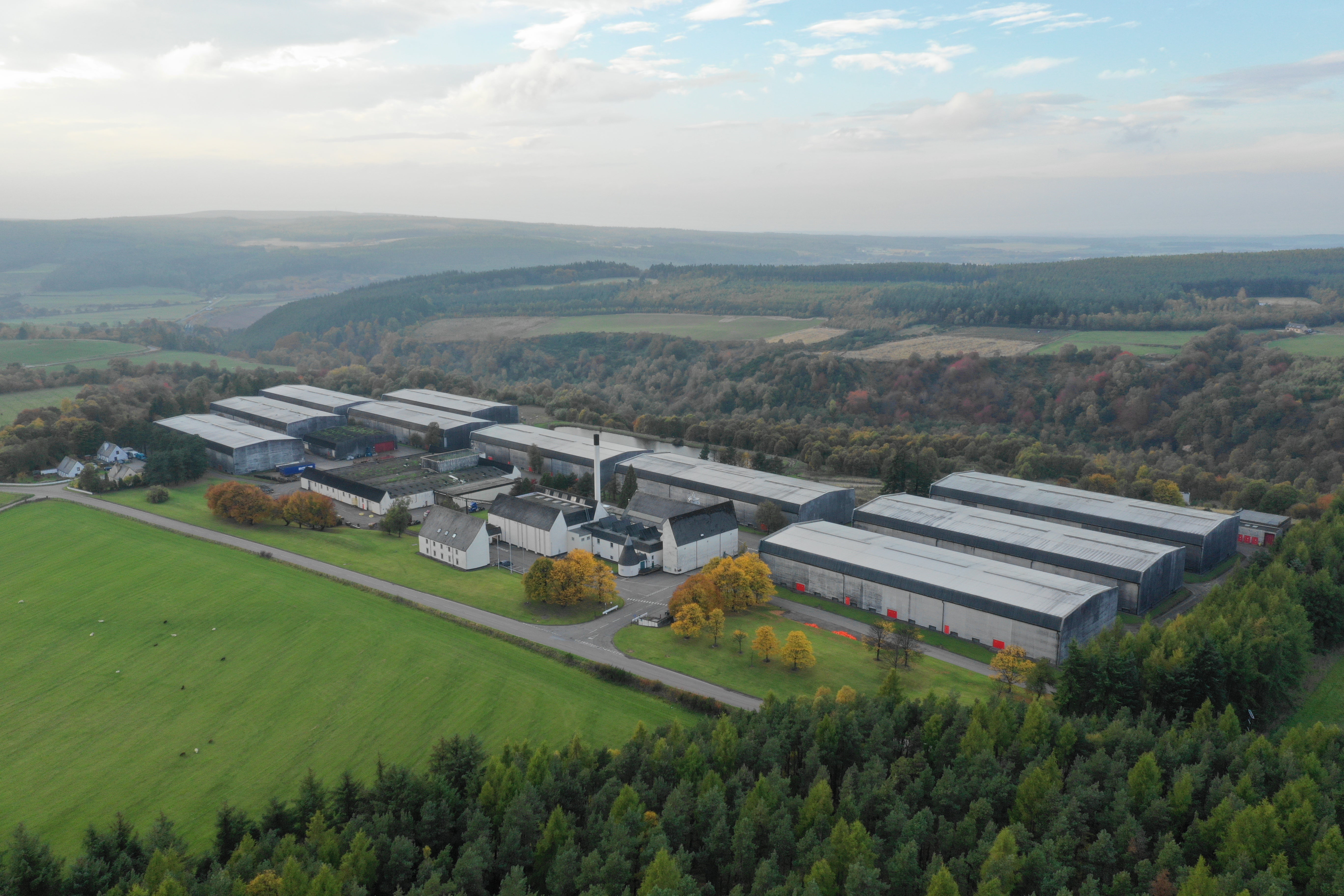 Auchroisk distillery from the air — Speyside Scotland, by The Single Cask