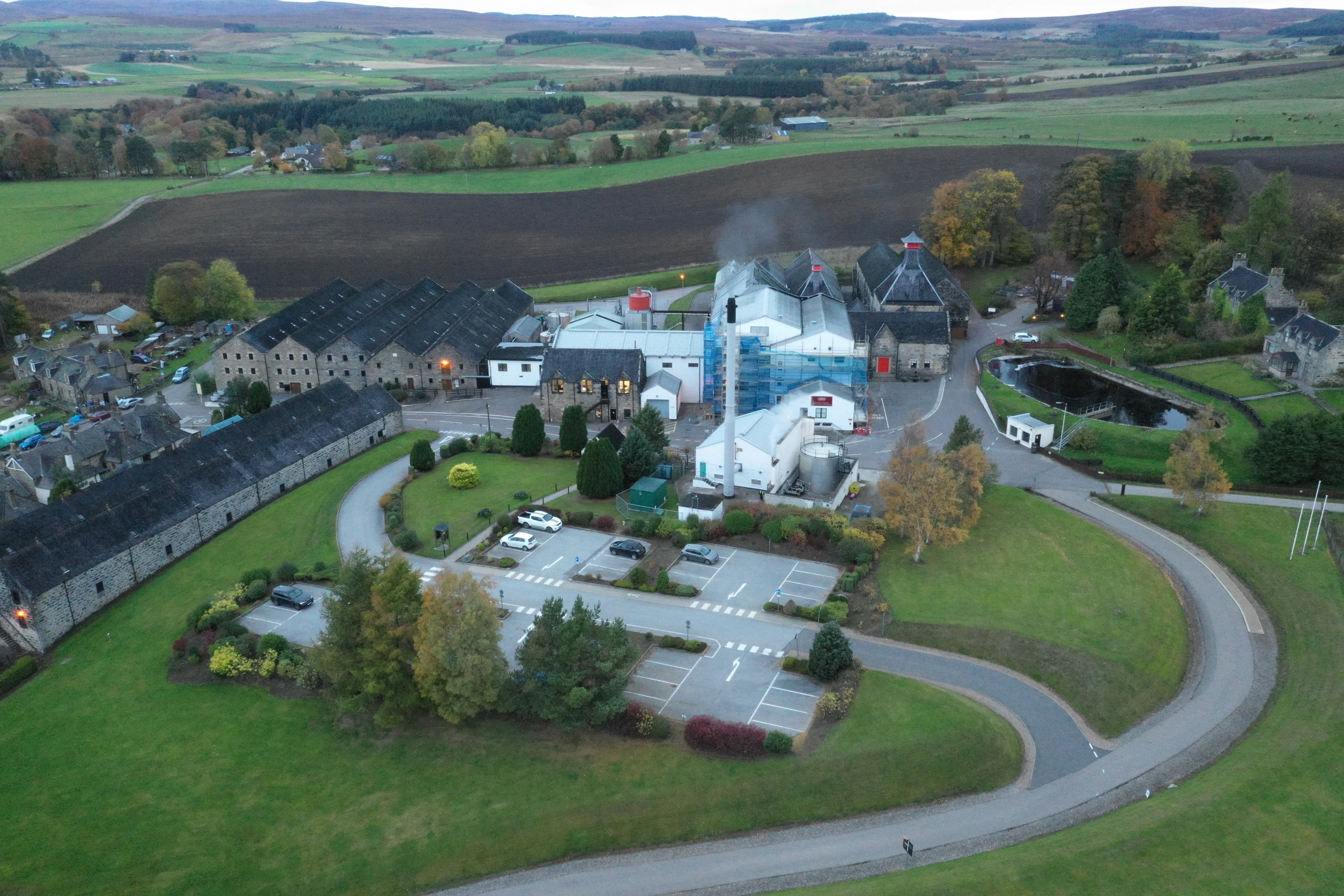 Cardhu distillery from the air, Speyside Scotland, by The Single Cask