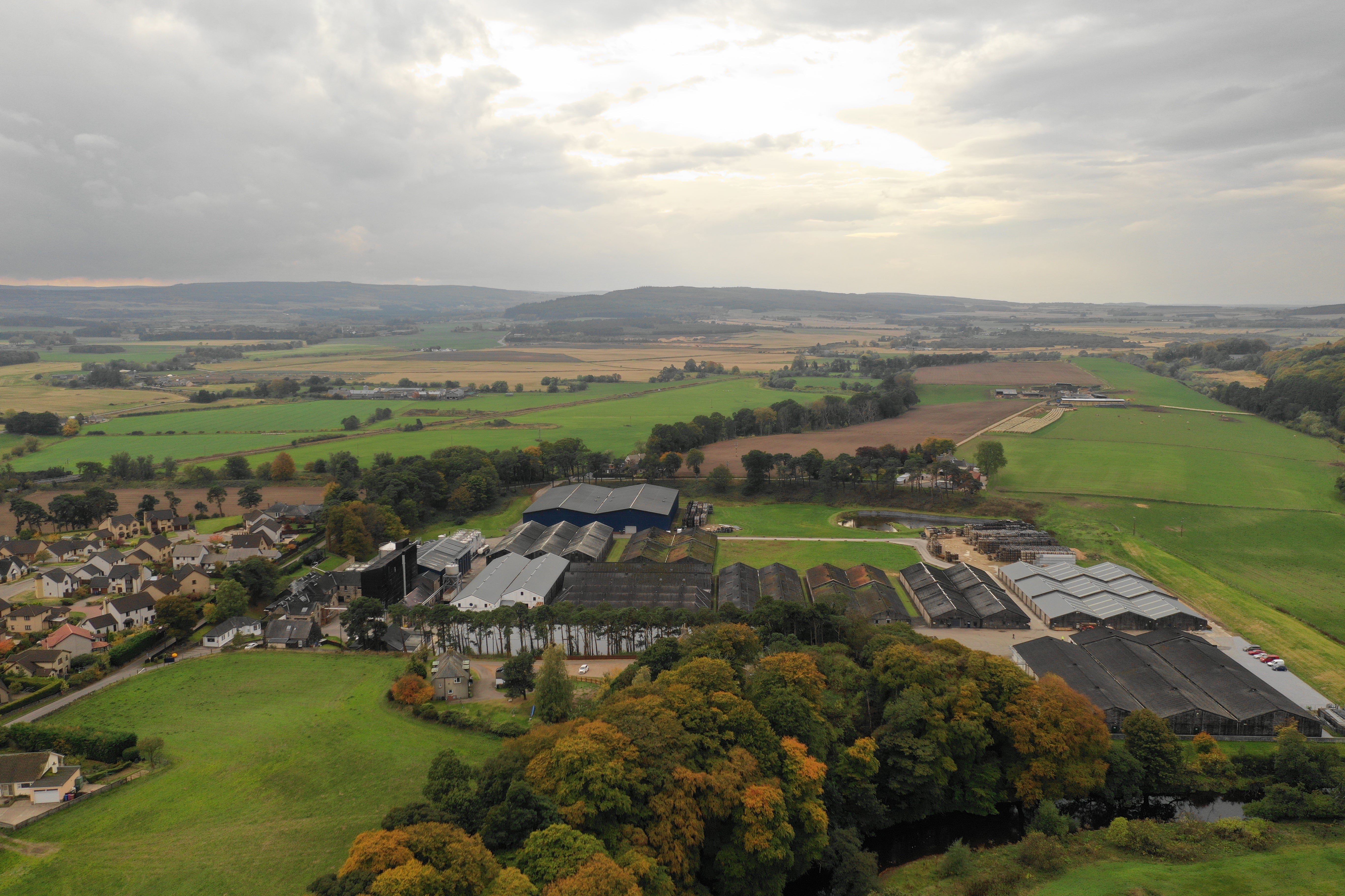 Glen Moray distillery from the air — Speyside Scotland, by The Single Cask