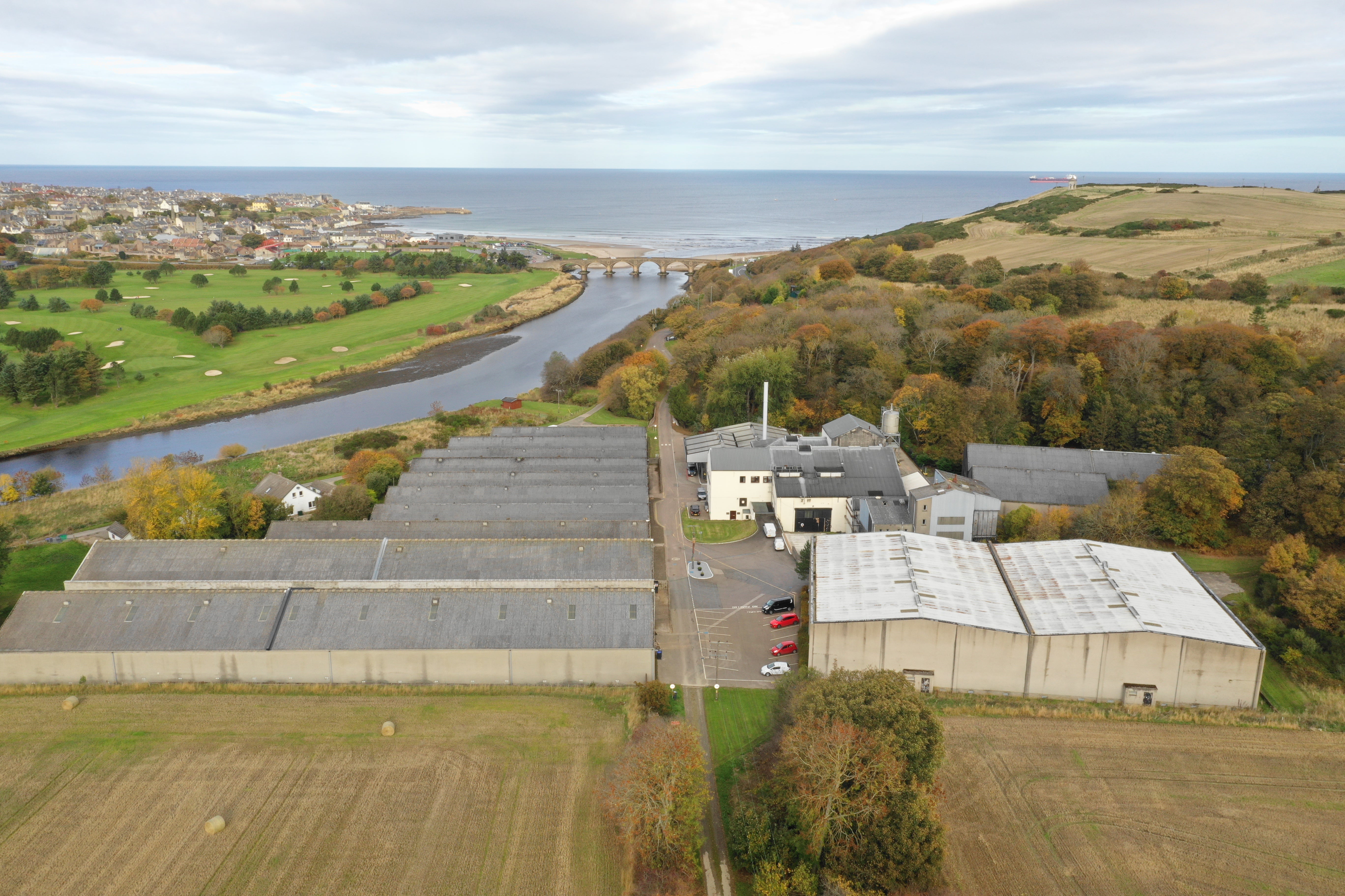 Macduff distillery from the air, Highland Scotland, by The Single Cask