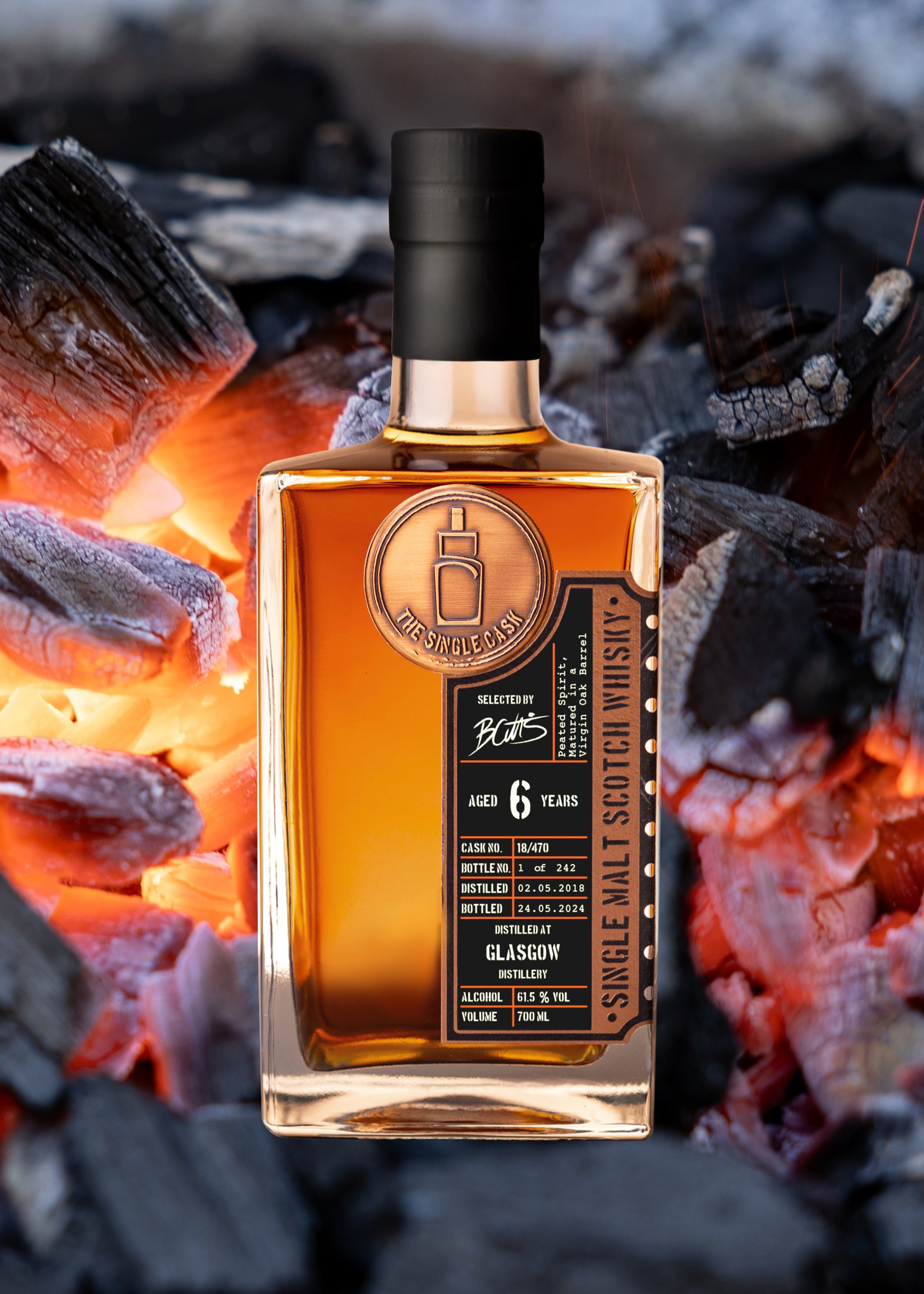 Glasgow (Peated) 6 Year Old Lowland Whisky (cask 18/470)