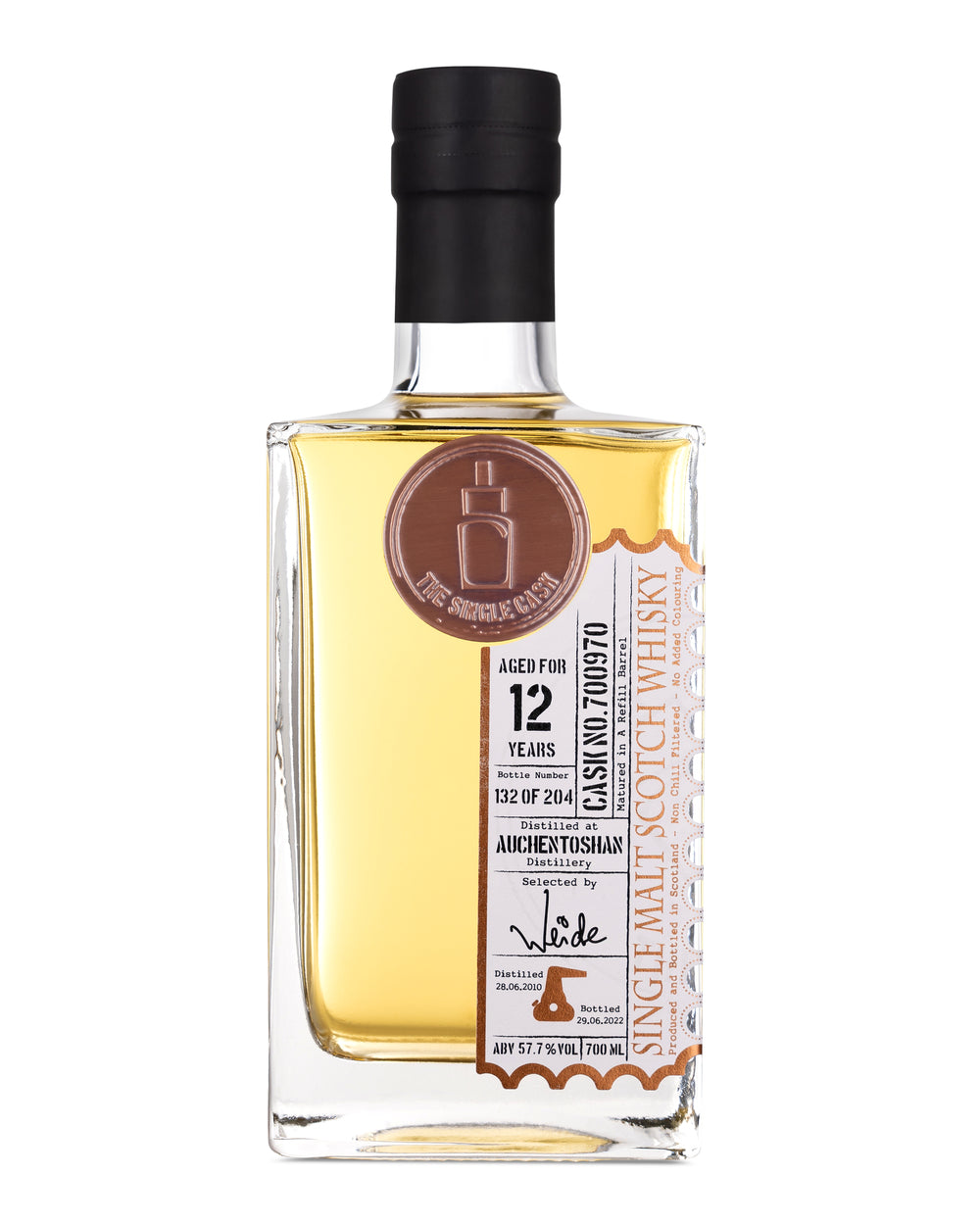 Auchentoshan single cask scotch whisky, fruity nutty whisky, luxury whisky, premium whisky, premium whisky bottle