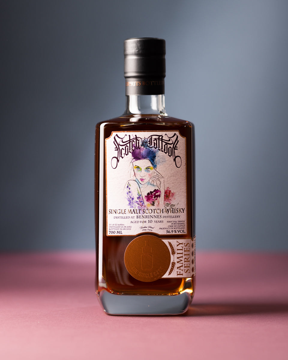 Benrinnes scotch whisky, visual whisky tasting shot, whisky art work, woman whisky label, flowers whisky label, luxury whisky