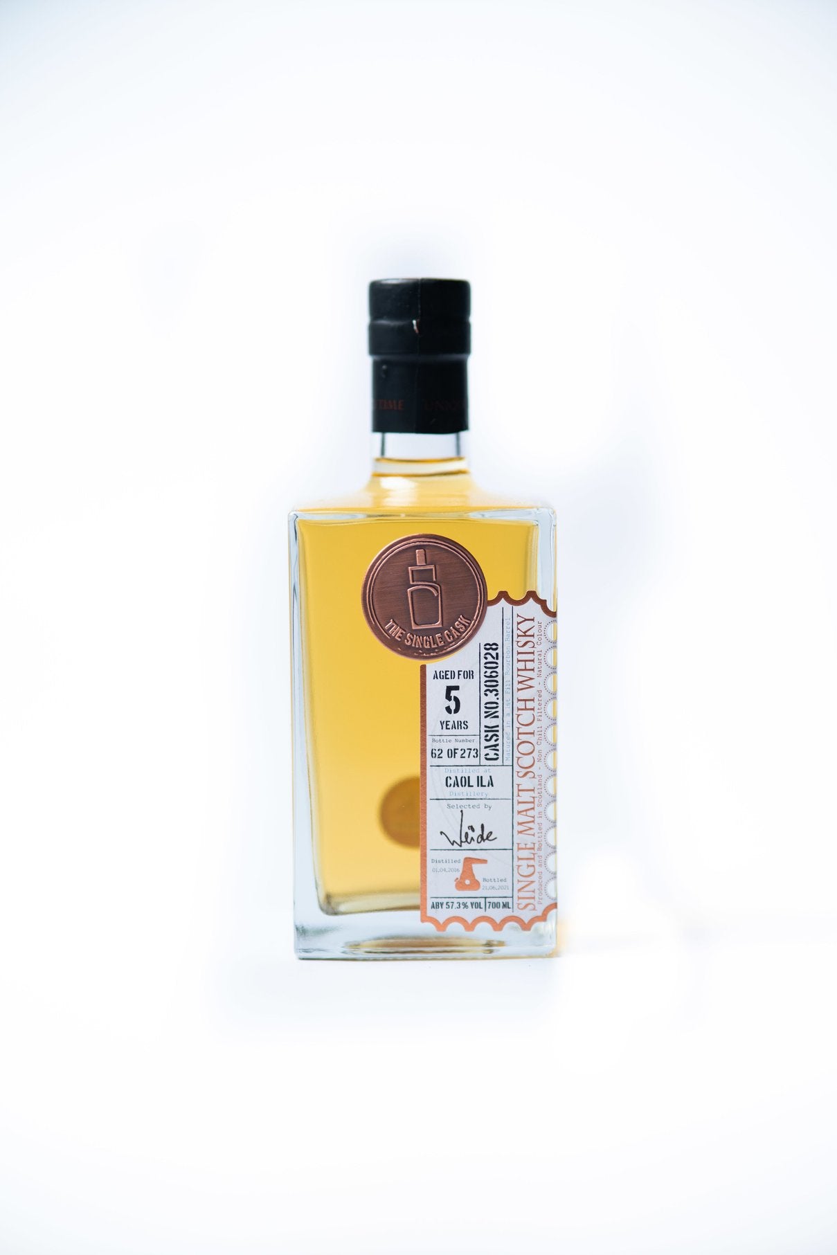 Caol Ila 5 year old scotch whisky by The Single Caskmatured in Bourbon Barrel