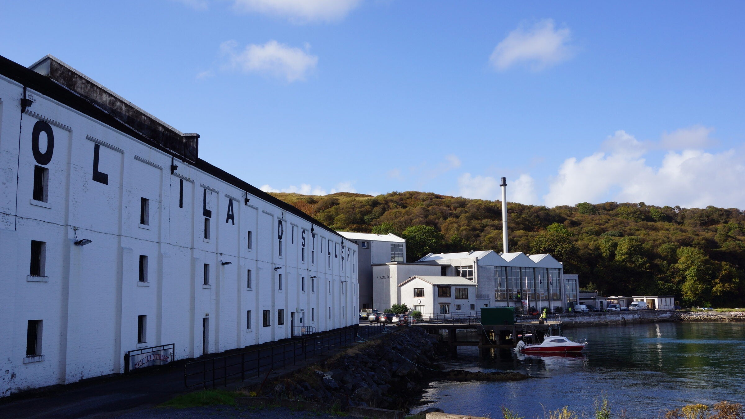 Caol Ila distillery warehouses on the Sound of Islay, Scotland, by The Single Cask