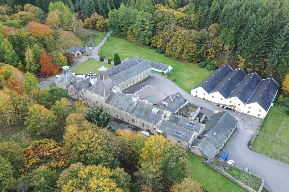 Coleburn Distillery in Speyside, viewed from the air