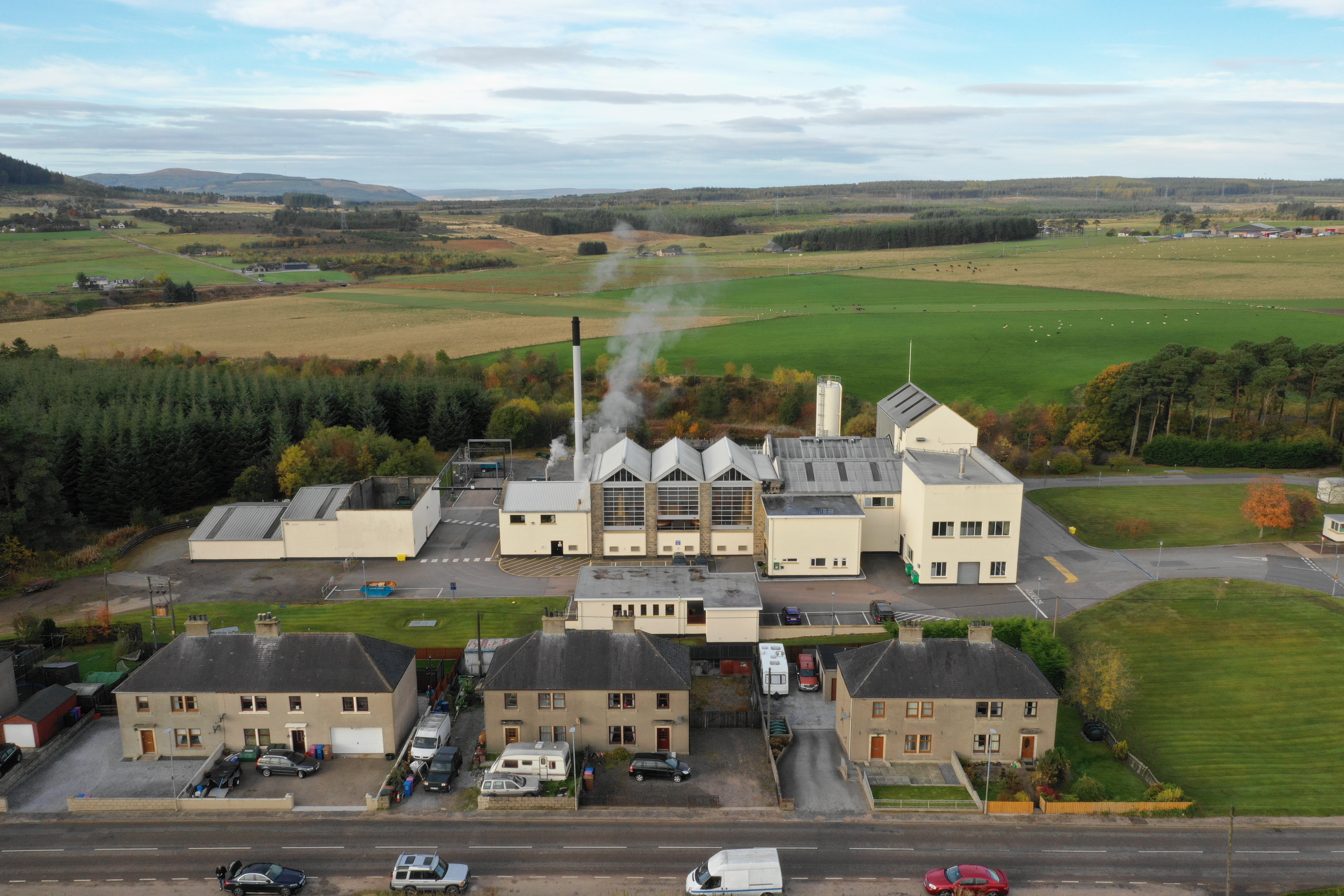 Aultmore distillery from the air — Speyside Scotland, by The Single Cask