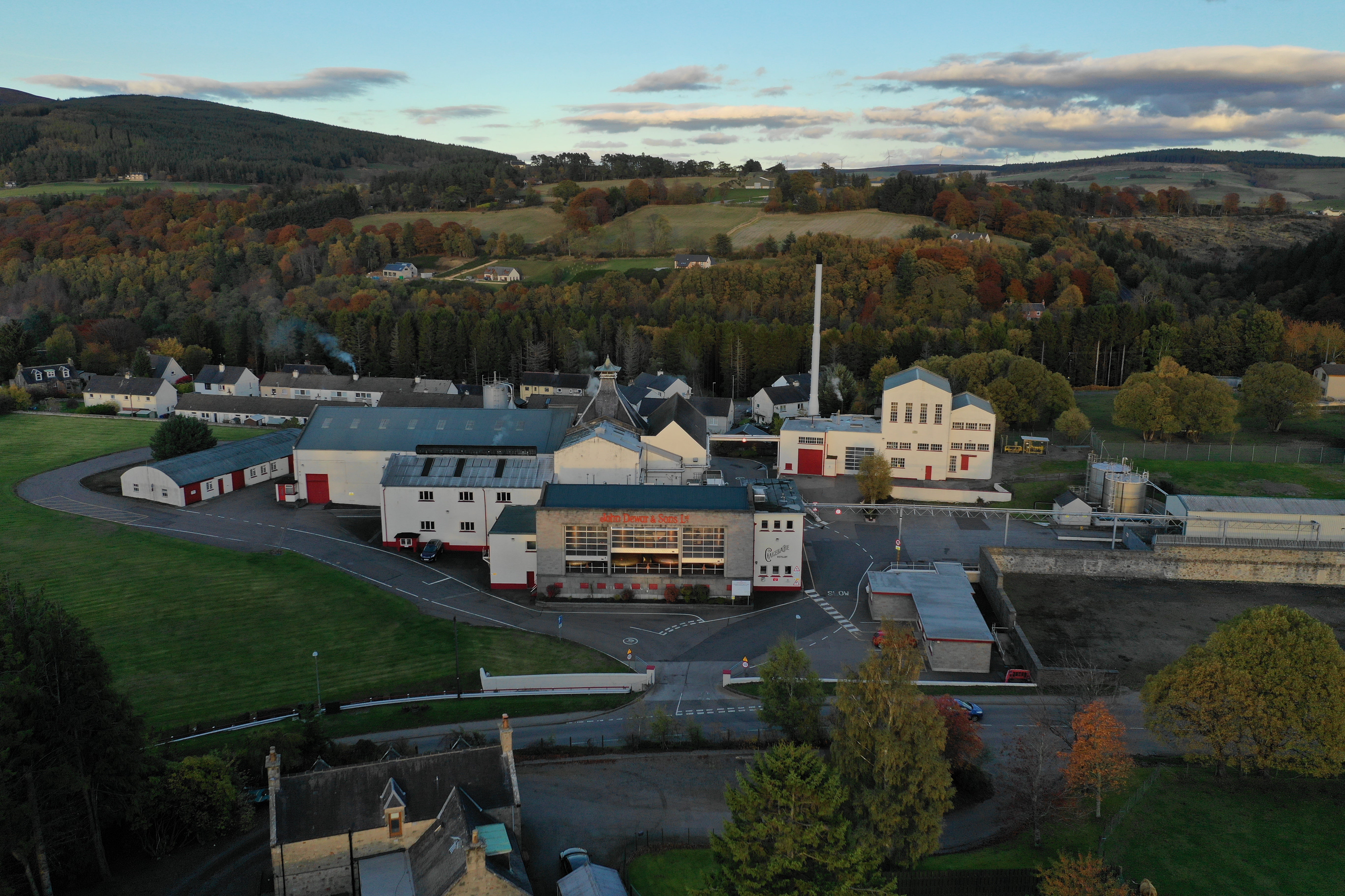 Craigellachie distillery from the air, Speyside Scotland, by The Single Cask