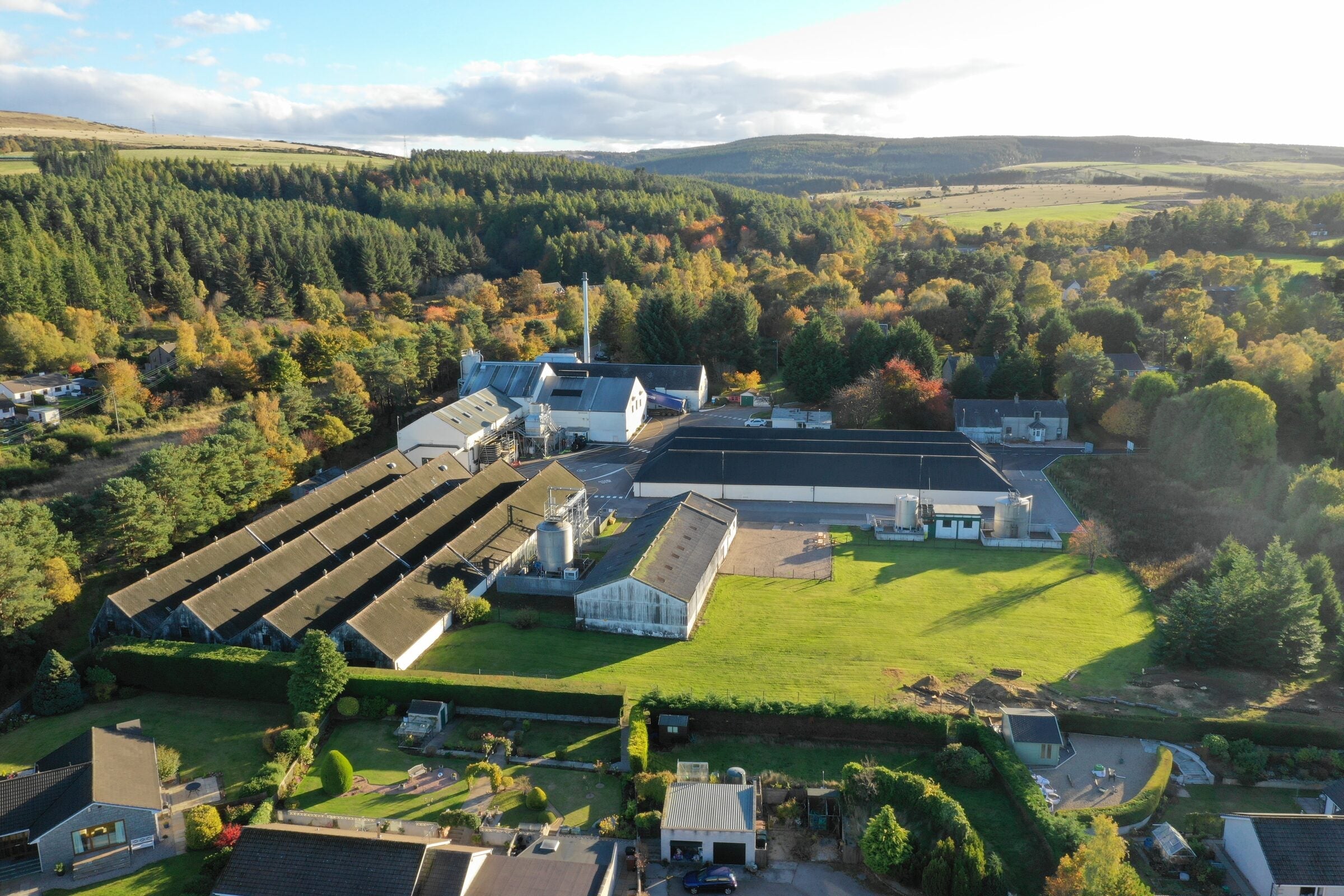 Glen Elgin distillery from the air — Speyside Scotland, by The Single Cask
