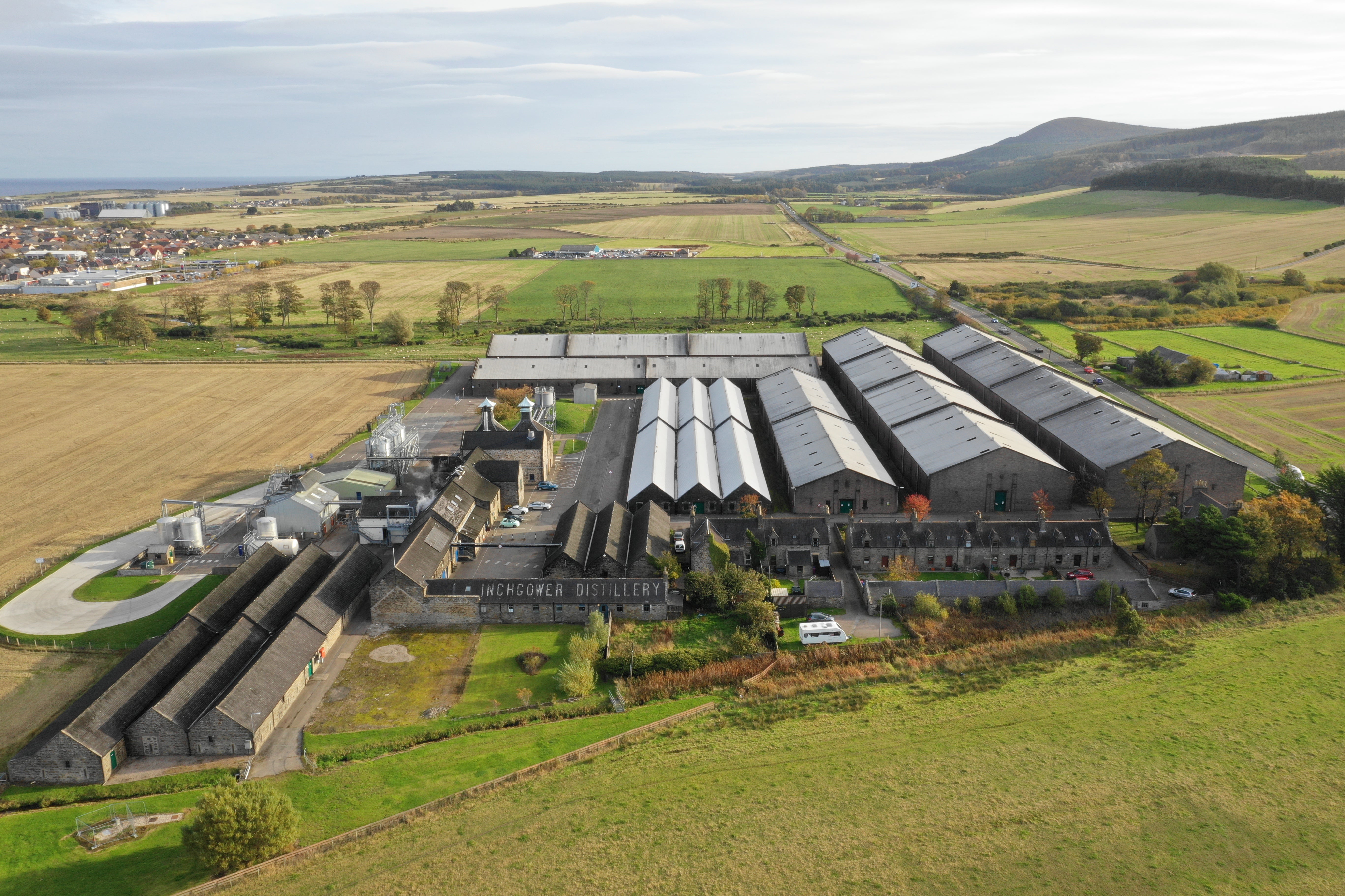 Inchgower distillery from the air — Speyside Scotland, by The Single Cask