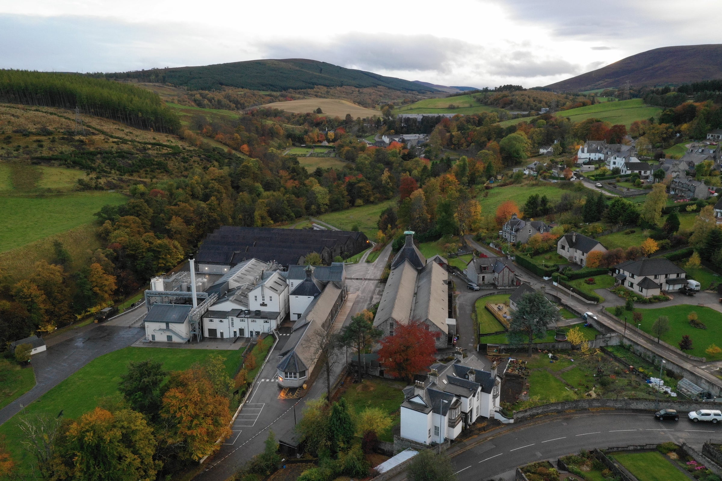 Mortlach distillery from the air, Speyside Scotland, by The Single Cask