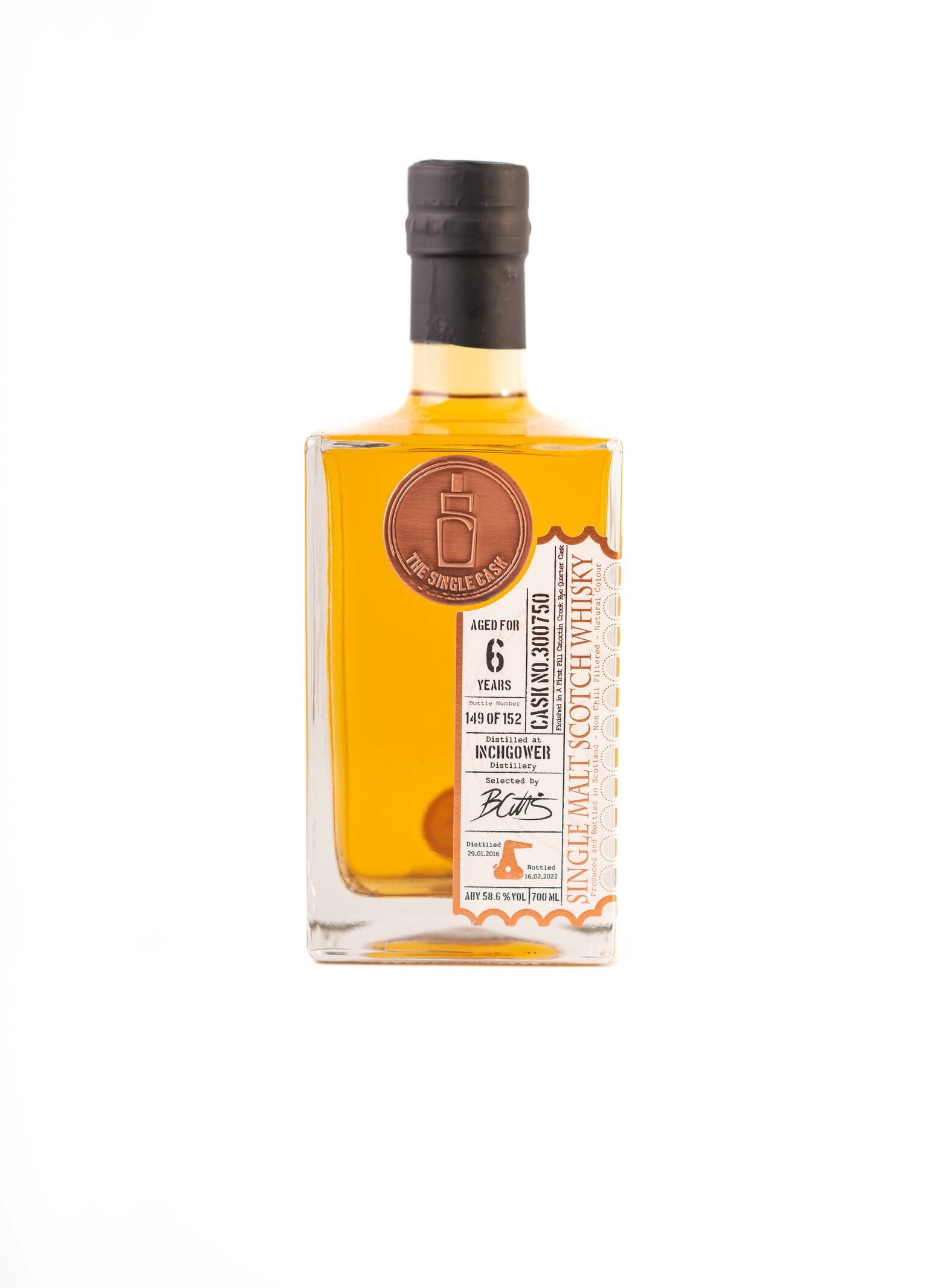 Inchgower 6 years old single cask scotch whisky